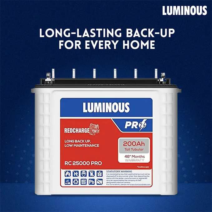 Luminous RC 25000 PRO Inverter Battery – 200Ah - Image 2