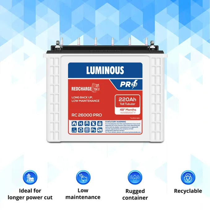 Luminous RC 26000 PRO Inverter Battery – 220Ah - Image 2